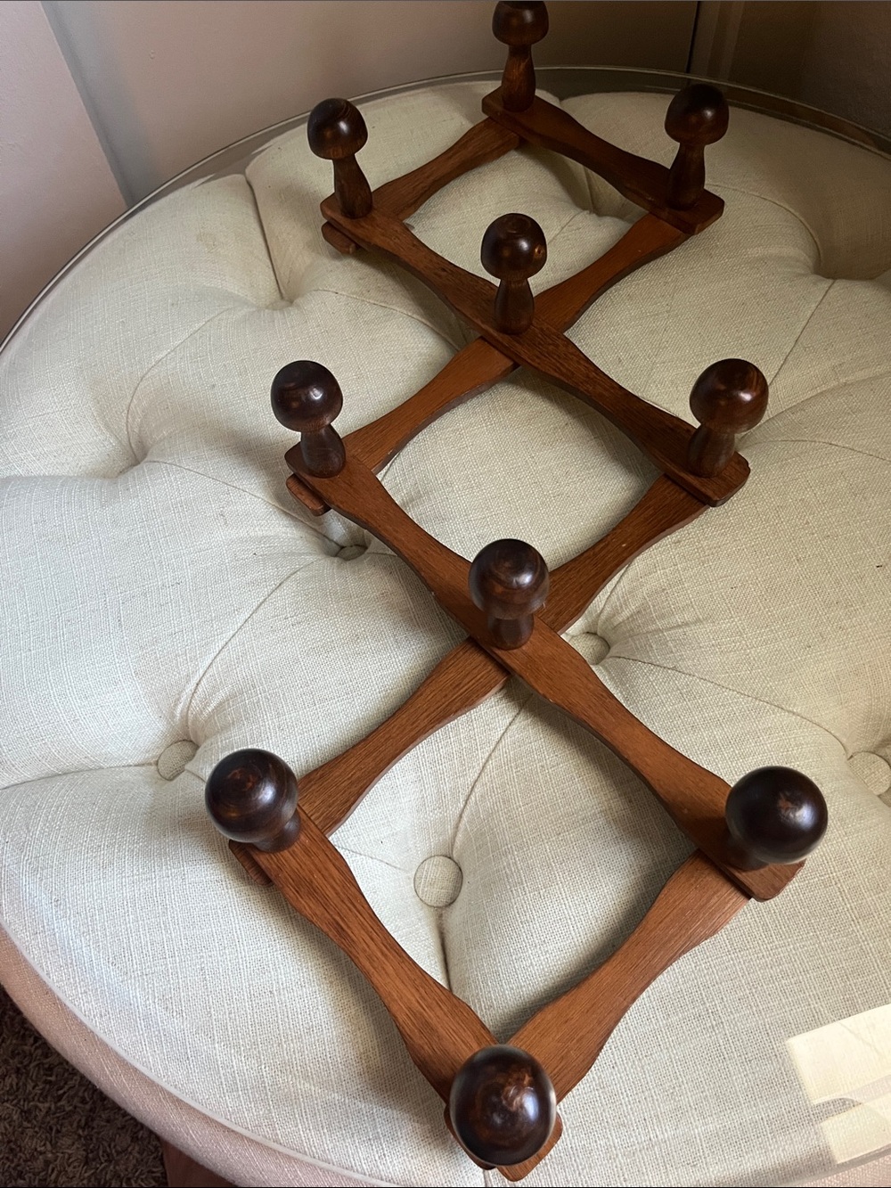 Vintage Accordion 10- Wooden Peg Wall Rack — Dark Brown